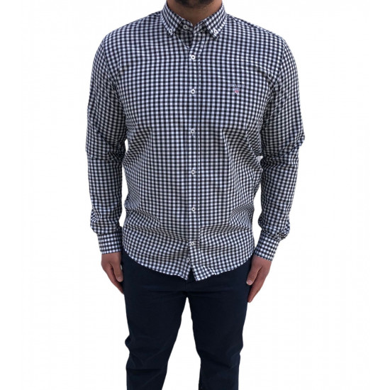 Breezy all-over gingham check shirt in Dark Blue